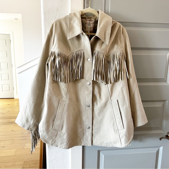 NWT Free People Fringe Out Genuine Suede Jacket Ivory - Picture 3 of 6